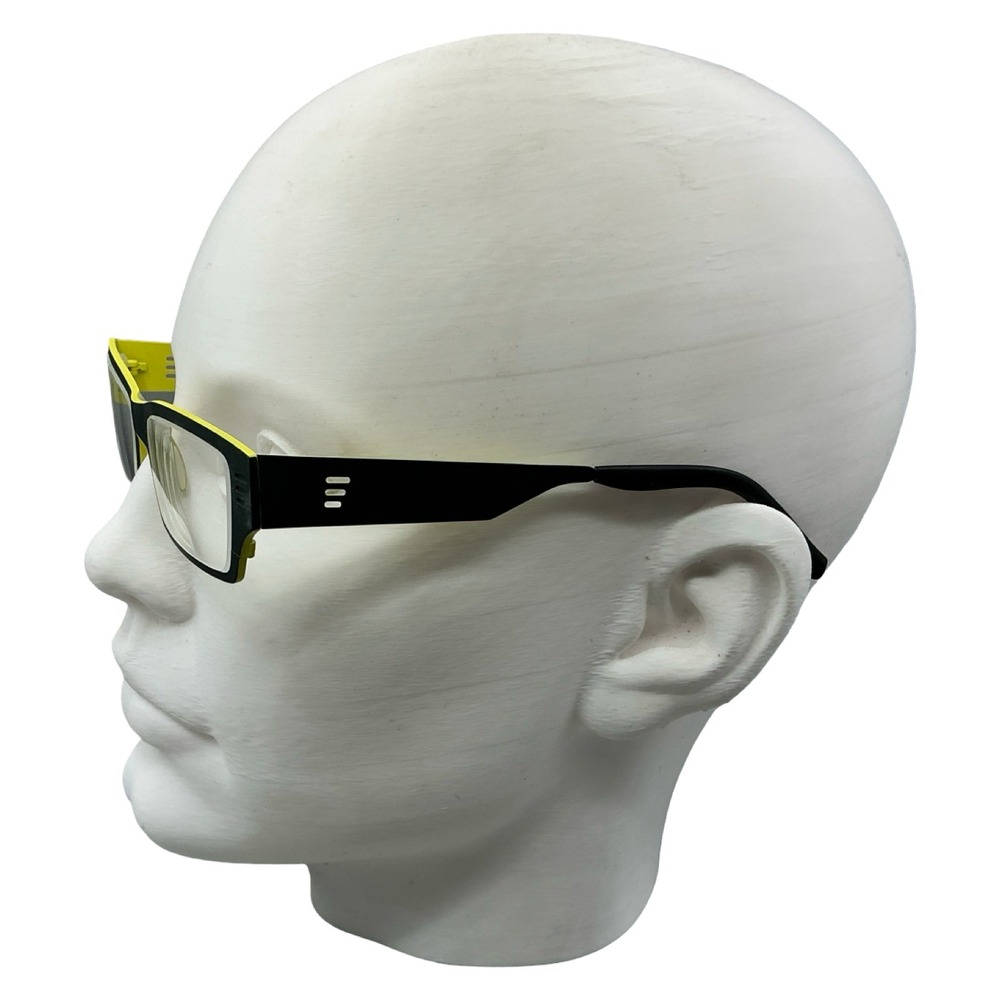 Bevel Huli 8582 Eyeglasses Black Neon Yellow Rectangular Frames Japan 54-17 - Picture 2 of 5